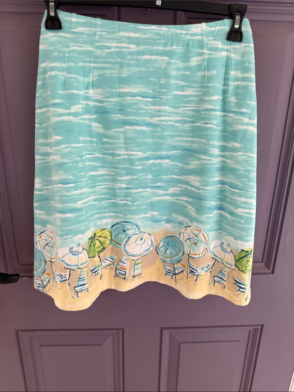 J. Jill Aegean Sea Blue and White Printed skirt - Picture 3 of 4